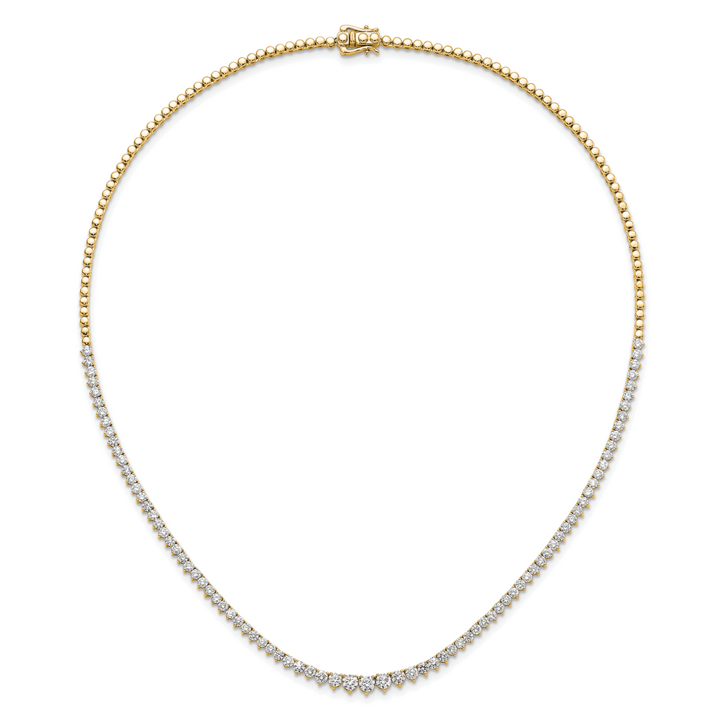 14k 6 1/2 carat Lab Grown Diamond VS/SI+ G+ Complete Round 16 inch Graduated Tennis Necklace