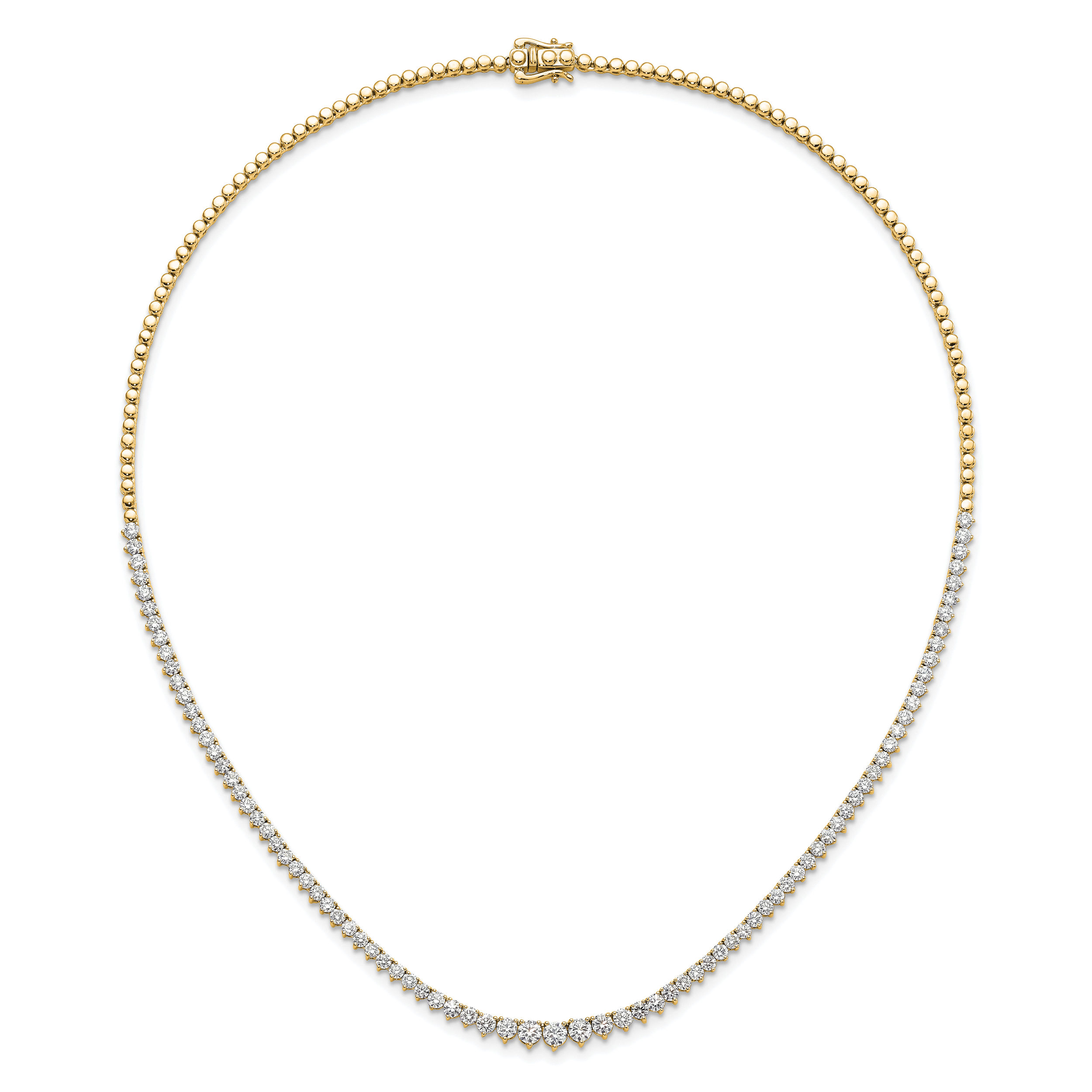 14k 6 1/2 carat Lab Grown Diamond VS/SI+ G+ Complete Round 16 inch Graduated Tennis Necklace