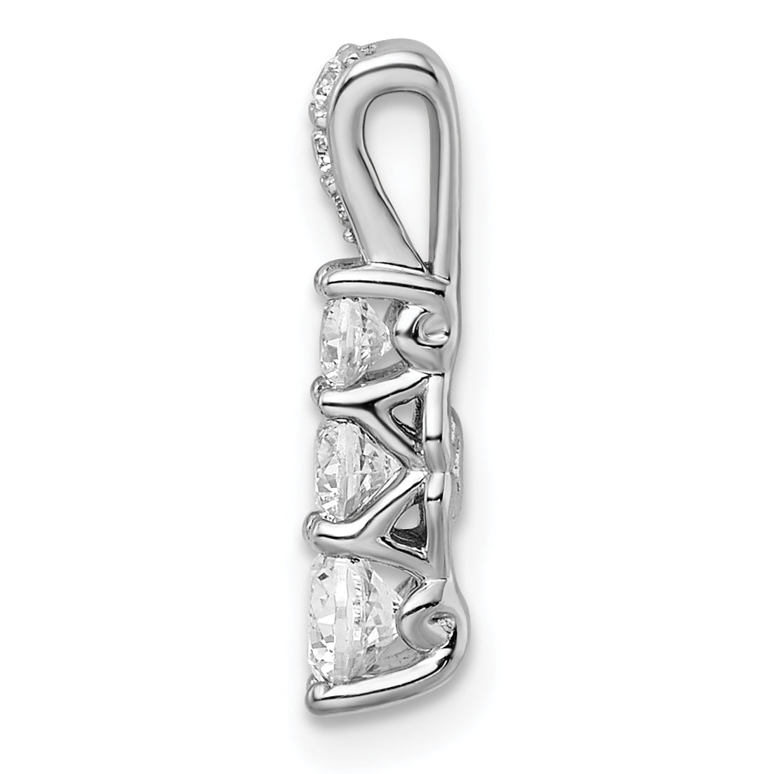 14k White Gold 1/2 carat Lab Grown Diamond VS/SI+ G+ Three Stone Chain Slide Pendant Secondary image