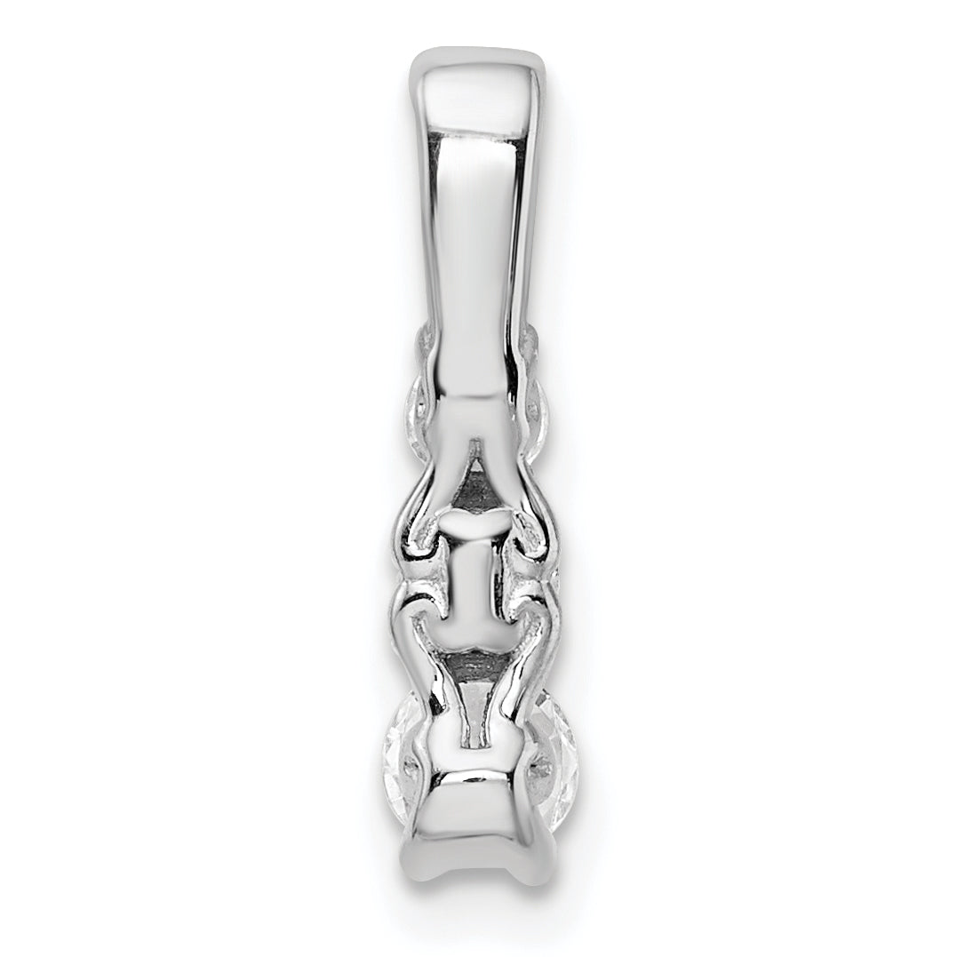 14k White Gold 1/2 carat Lab Grown Diamond VS/SI+ G+ Three Stone Chain Slide Pendant