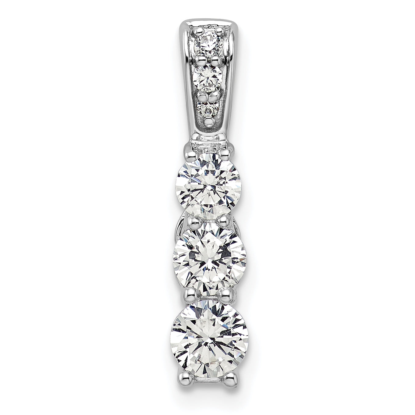 14k White Gold 1 carat Lab Grown Diamond VS/SI+ G+ Three Stone Chain Slide Pendant