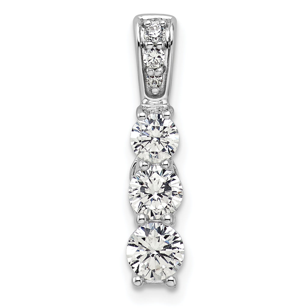 14k White Gold 1 carat Lab Grown Diamond VS/SI+ G+ Three Stone Chain Slide Pendant