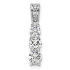 14k White Gold 1 carat Lab Grown Diamond VS/SI+ G+ Three Stone Chain Slide Pendant