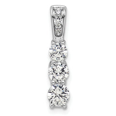 14k White Gold 1 carat Lab Grown Diamond VS/SI+ G+ Three Stone Chain Slide Pendant