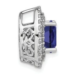 14k Two Tone 1/5 carat Lab Grown Diamond VS/SI+ G+ and Lab Created Blue Sapphire Chain Slide Pendant