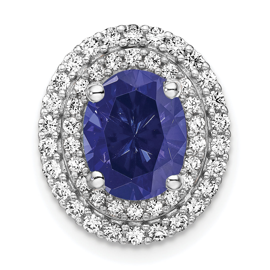 14k Two Tone 1/5 carat Lab Grown Diamond VS/SI+ G+ and Lab Created Blue Sapphire Chain Slide Pendant Main image
