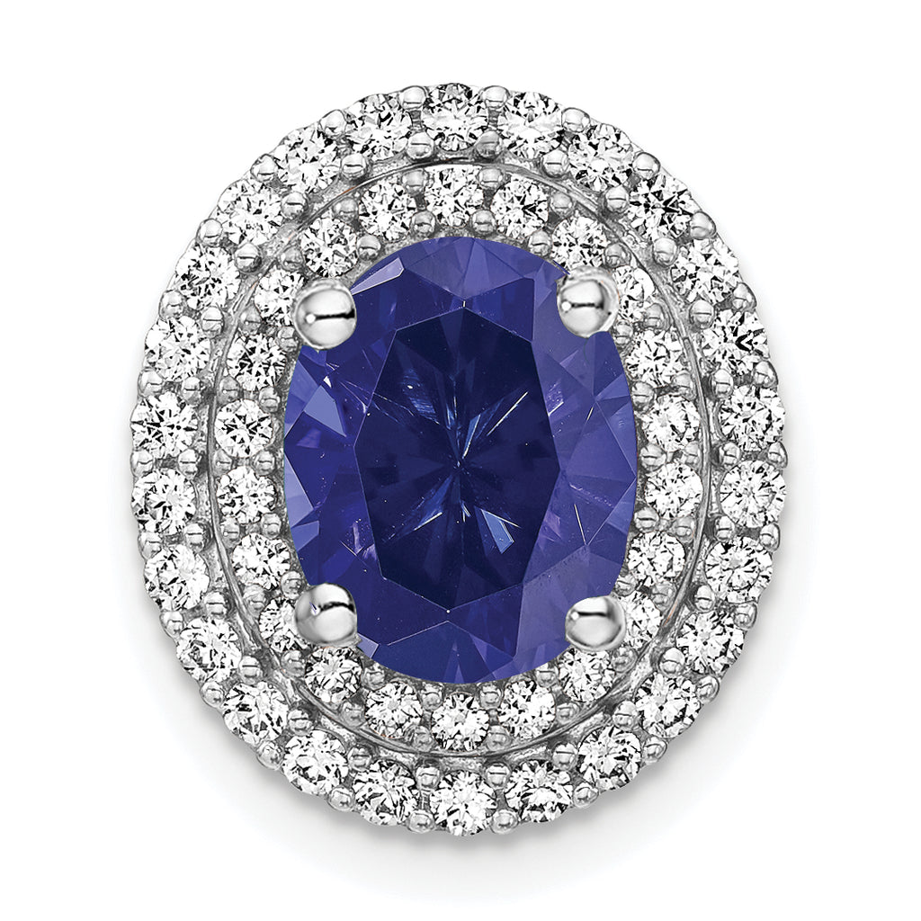 14k Two Tone 1/5 carat Lab Grown Diamond VS/SI+ G+ and Lab Created Blue Sapphire Chain Slide Pendant