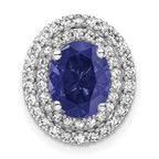 14k Two Tone 1/5 carat Lab Grown Diamond VS/SI+ G+ and Lab Created Blue Sapphire Chain Slide Pendant