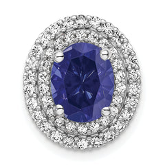 14k Two Tone 1/5 carat Lab Grown Diamond VS/SI+ G+ and Lab Created Blue Sapphire Chain Slide Pendant