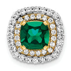 14k Two Tone 1/2 carat Lab Grown Diamond VS/SI+ G+ and Lab Created Emerald Chain Slide Pendant