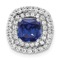 14k White Gold 1/2 carat Lab Grown Diamond VS/SI+ G+ and Lab Created Blue Sapphire Chain Slide Pendant