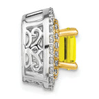 14k Two Tone 1/2 carat Lab Grown Diamond VS/SI+ G+ and Lab Created Yellow Sapphire Chain Slide Pendant