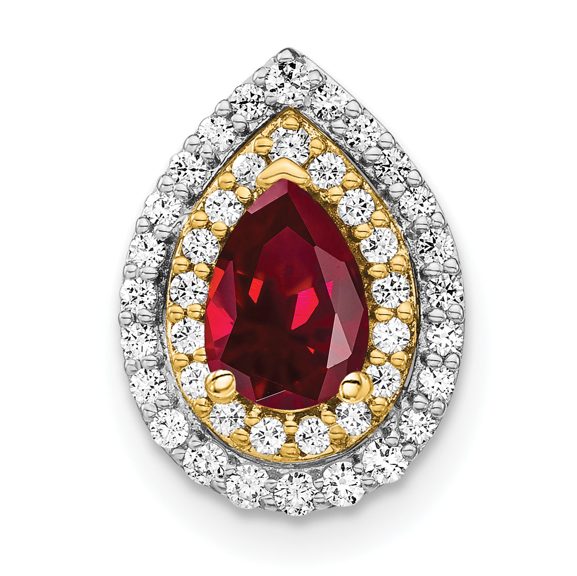 14k Two Tone 1/2 carat Lab Grown Diamond VS/SI+ G+ and Lab Created Ruby Chain Slide Pendant Main image