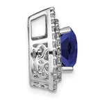 14k White Gold 1/2 carat Lab Grown Diamond VS/SI+ G+ and Lab Created Blue Sapphire Chain Slide Pendant