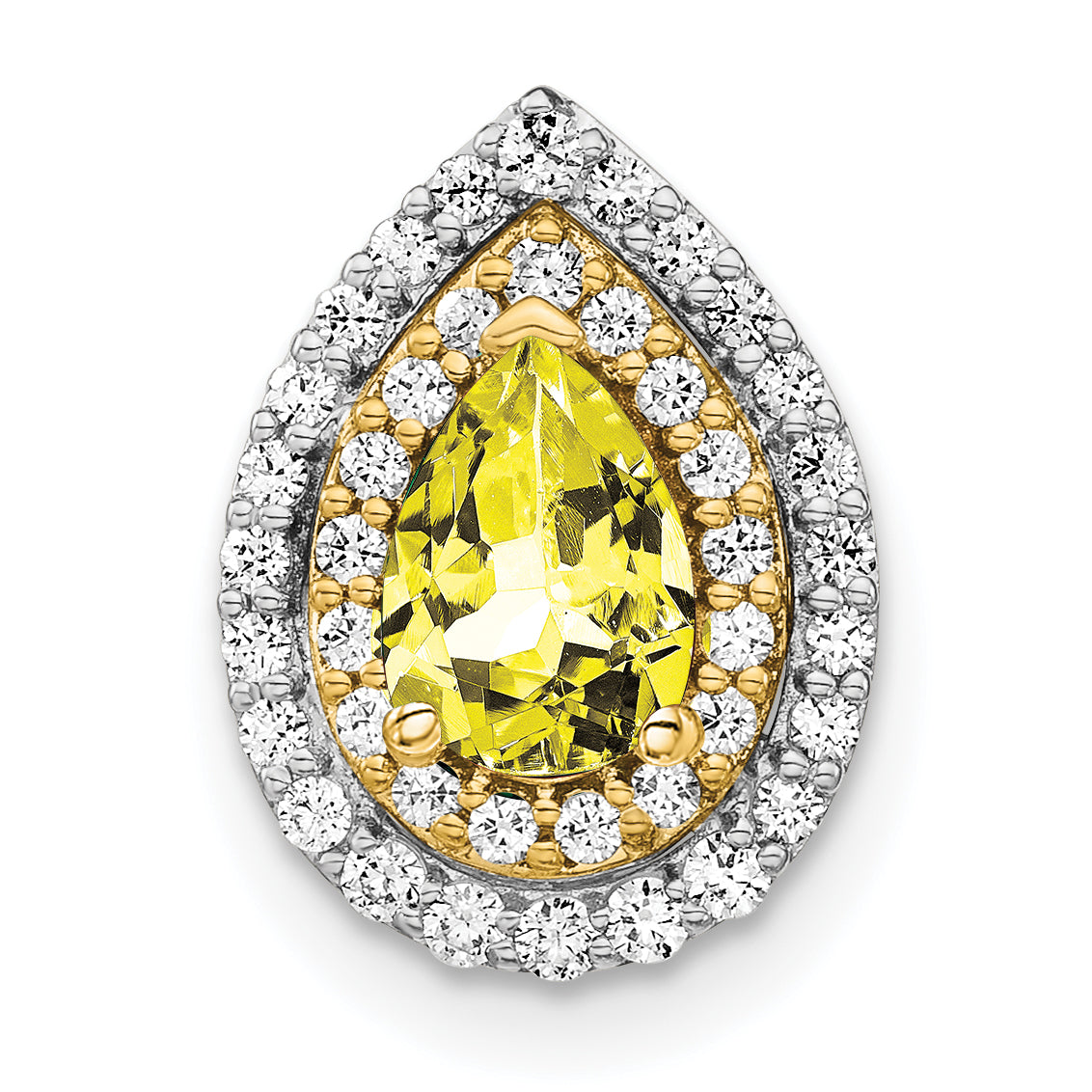 14k Two Tone 1/2 carat Lab Grown Diamond VS/SI+ G+ and Lab Created Yellow Sapphire Chain Slide Pendant Main image