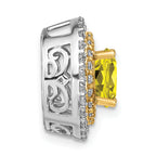 14k Two Tone 5/8 carat Lab Grown Diamond VS/SI+ G+ and Lab Created Yellow Sapphire Chain Slide Pendant