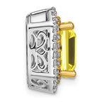 14k Two Tone 5/8 carat Lab Grown Diamond VS/SI+ G+ and Lab Created Yellow Sapphire Complete Chain Slide Pendant