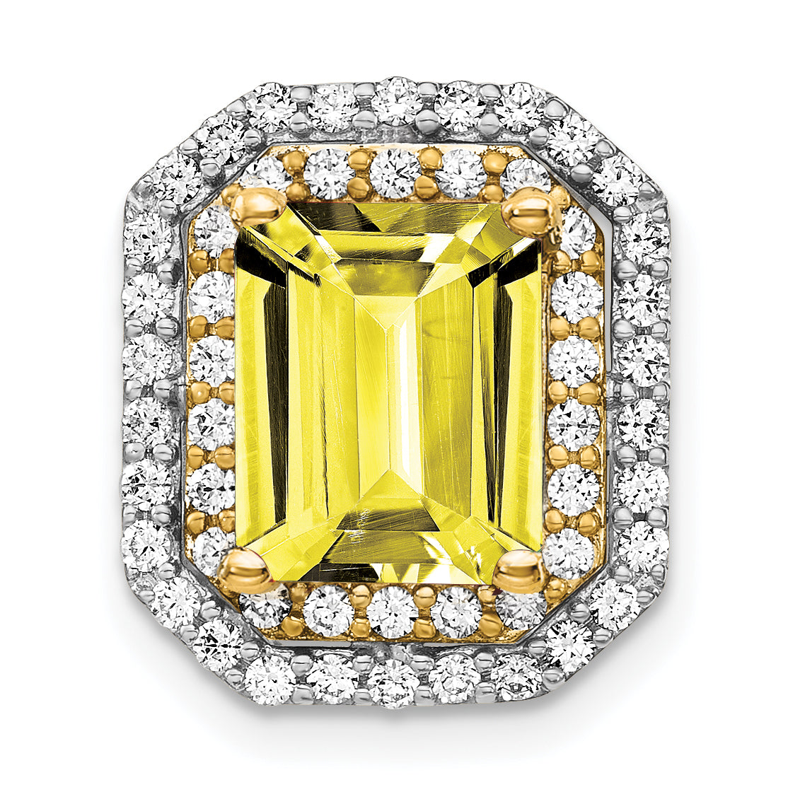 14k Two Tone 5/8 carat Lab Grown Diamond VS/SI+ G+ and Lab Created Yellow Sapphire Complete Chain Slide Pendant Main image