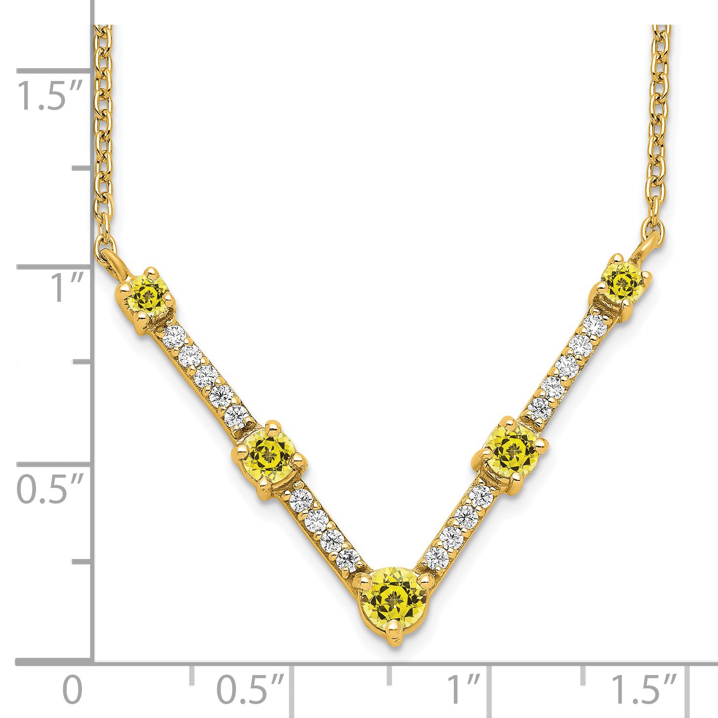 14k 1/10 carat Lab Grown Diamond VS/SI+ G+ and Lab Created Yellow Sapphire 18 inch Necklace
