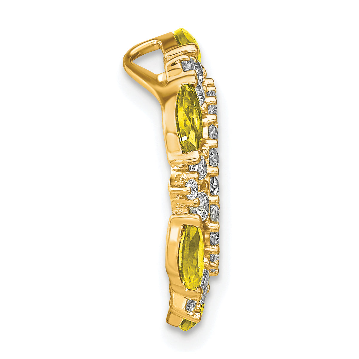 14k 5/8 carat Lab Grown Diamond VS/SI+ G+ and Lab Created Yellow Sapphire Chain Slide Pendant