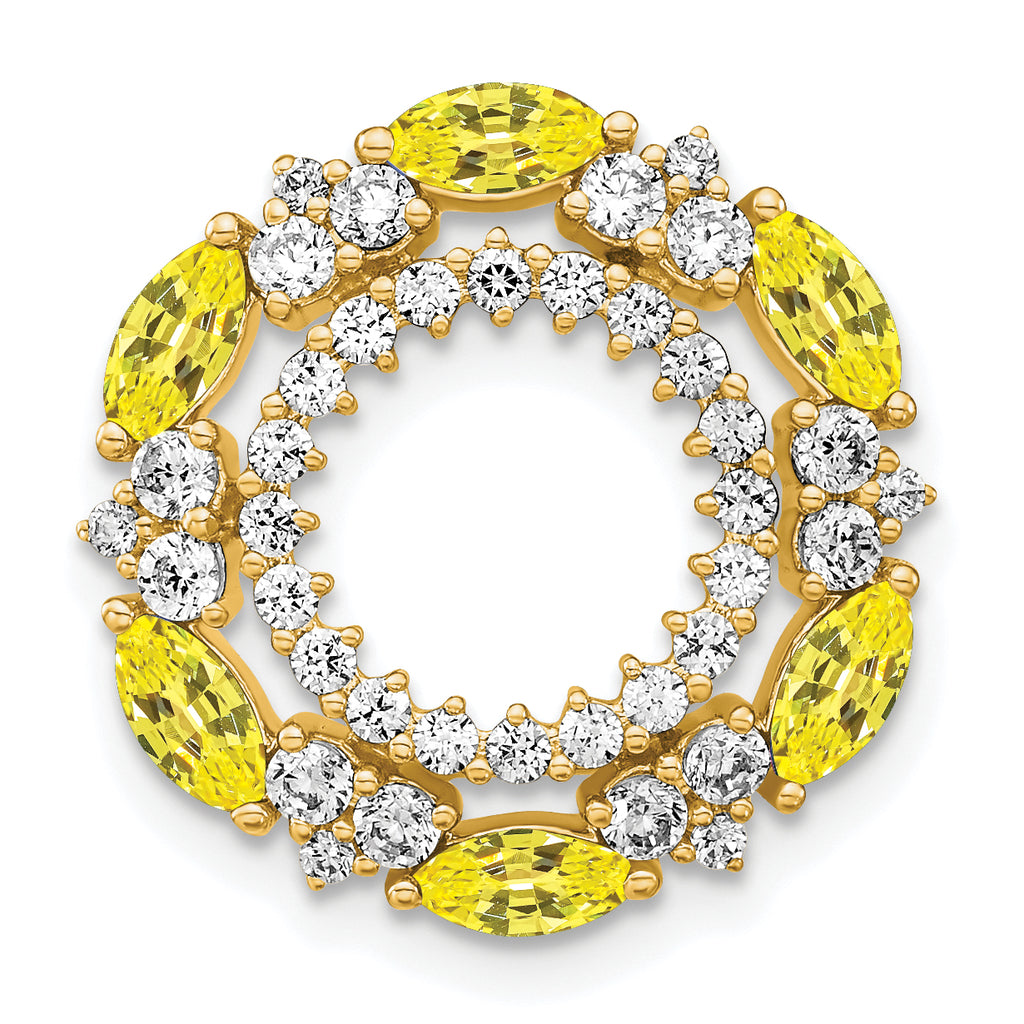 14k 5/8 carat Lab Grown Diamond VS/SI+ G+ and Lab Created Yellow Sapphire Chain Slide Pendant