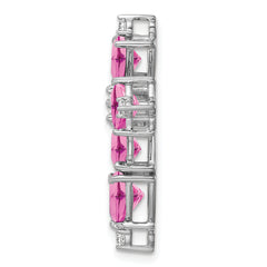 14K White Gold Lab Grown VS/SI+ G+ Dia & Created Pink Sapphire Pendant