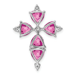 14K White Gold Lab Grown VS/SI+ G+ Dia & Created Pink Sapphire Pendant