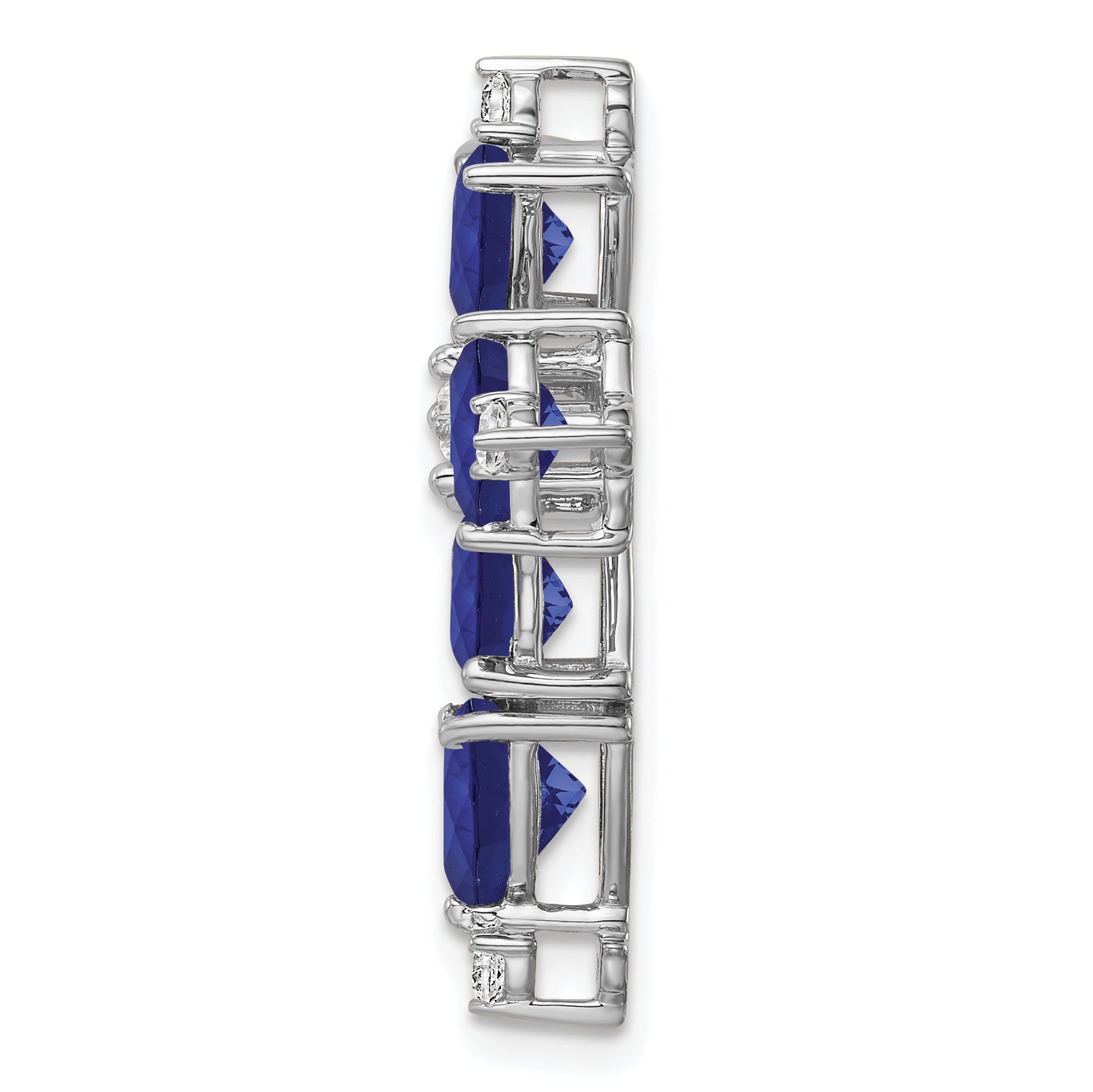 14k White Gold 1/5 carat Lab Grown Diamond VS/SI+ G+ and Lab Created Blue Sapphire Chain Slide Pendant Secondary image