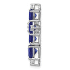 14k White Gold 1/5 carat Lab Grown Diamond VS/SI+ G+ and Lab Created Blue Sapphire Chain Slide Pendant