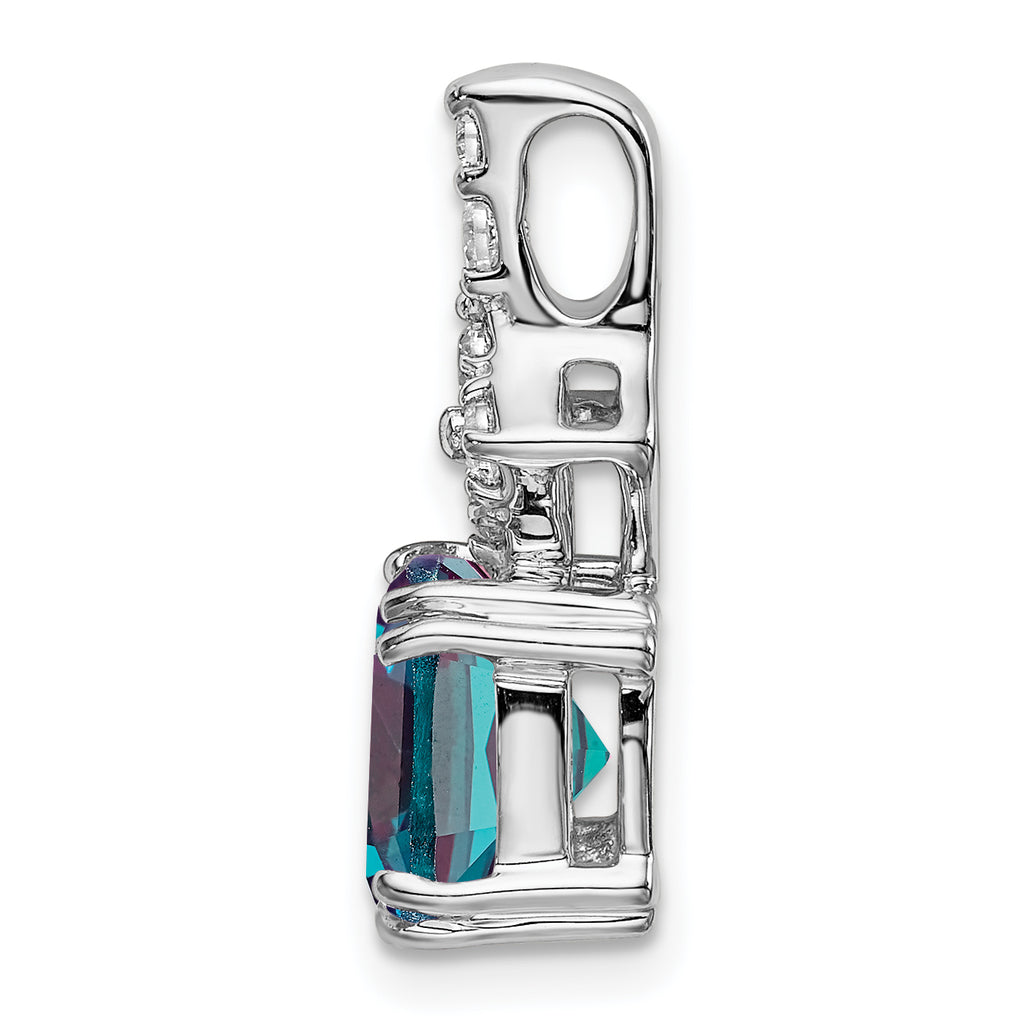14k White Gold 1/5 carat Lab Grown Diamond VS/SI+ G+ and Lab Created Alexandrite Complete Pendant