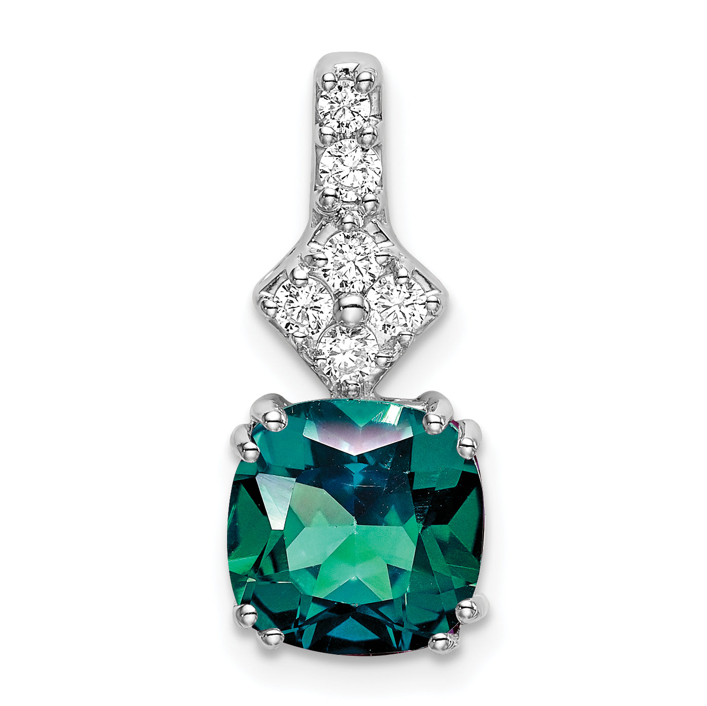 14k White Gold 1/5 carat Lab Grown Diamond VS/SI+ G+ and Lab Created Alexandrite Complete Pendant Main image