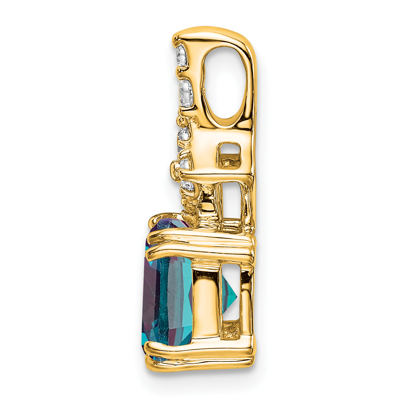 14k 1/5 carat Lab Grown Diamond VS/SI+ G+ and Lab Created Alexandrite Complete Pendant Secondary image