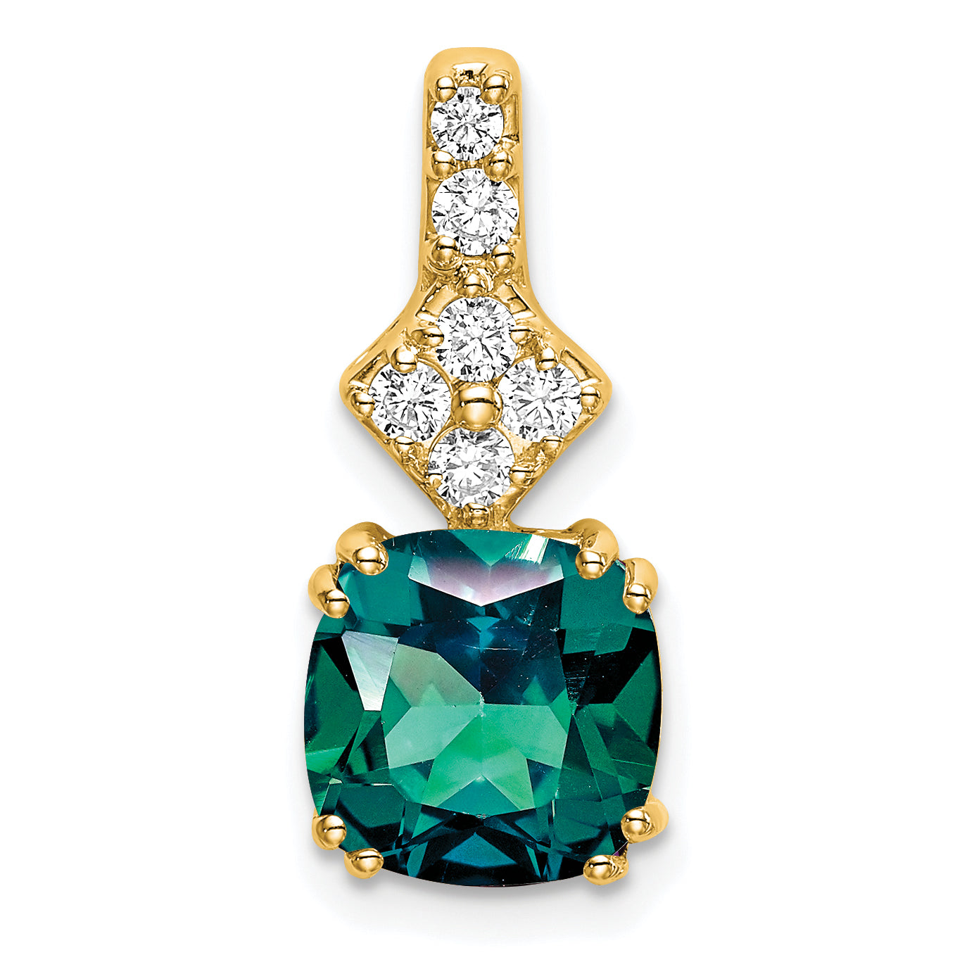 14k 1/5 carat Lab Grown Diamond VS/SI+ G+ and Lab Created Alexandrite Complete Pendant Main image