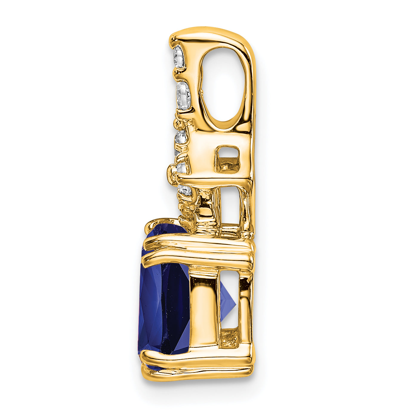 14k 1/5 carat Lab Grown Diamond VS/SI+ G+ and Lab Created Blue Sapphire Complete Pendant