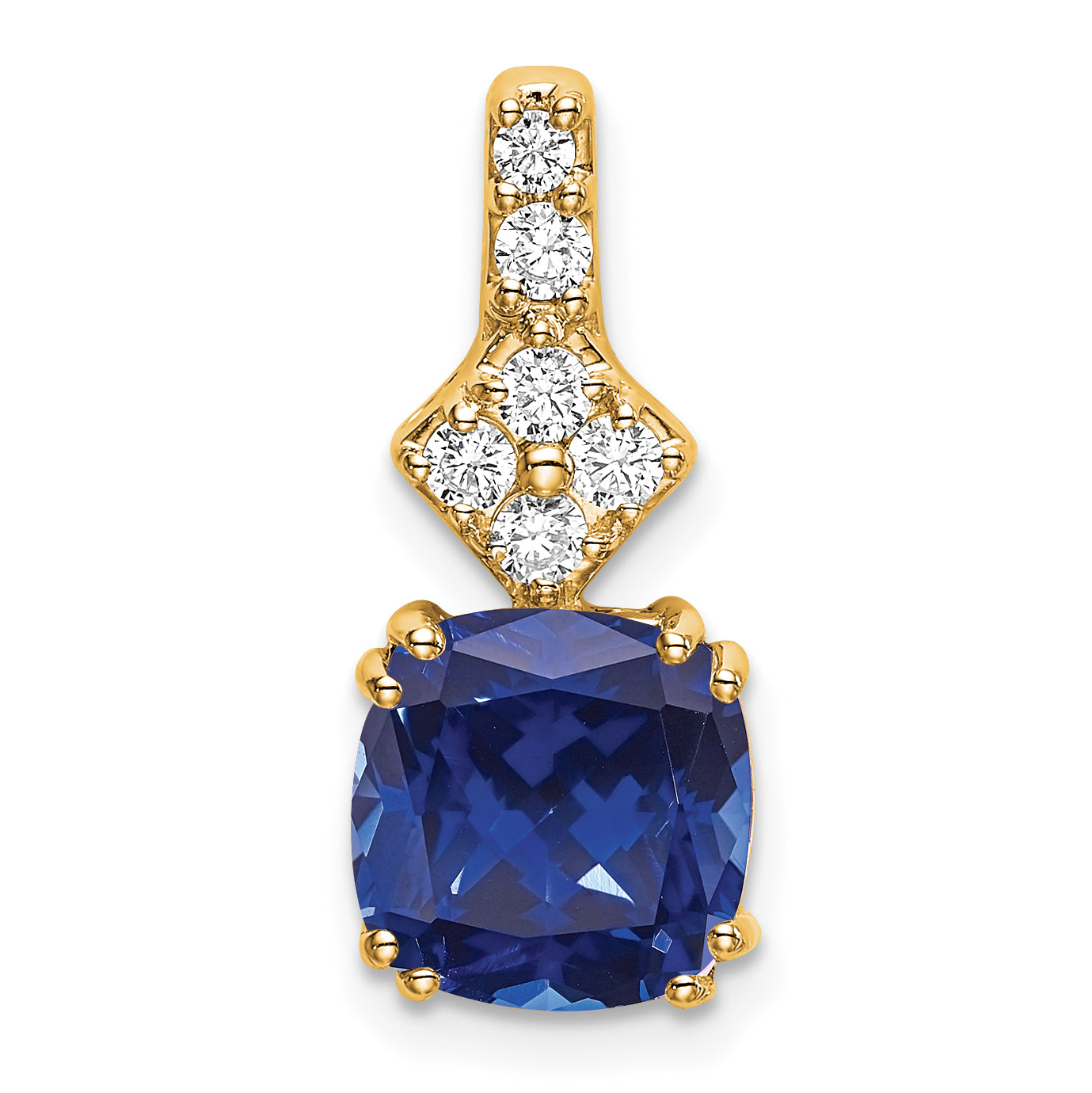 14k 1/5 carat Lab Grown Diamond VS/SI+ G+ and Lab Created Blue Sapphire Complete Pendant Main image