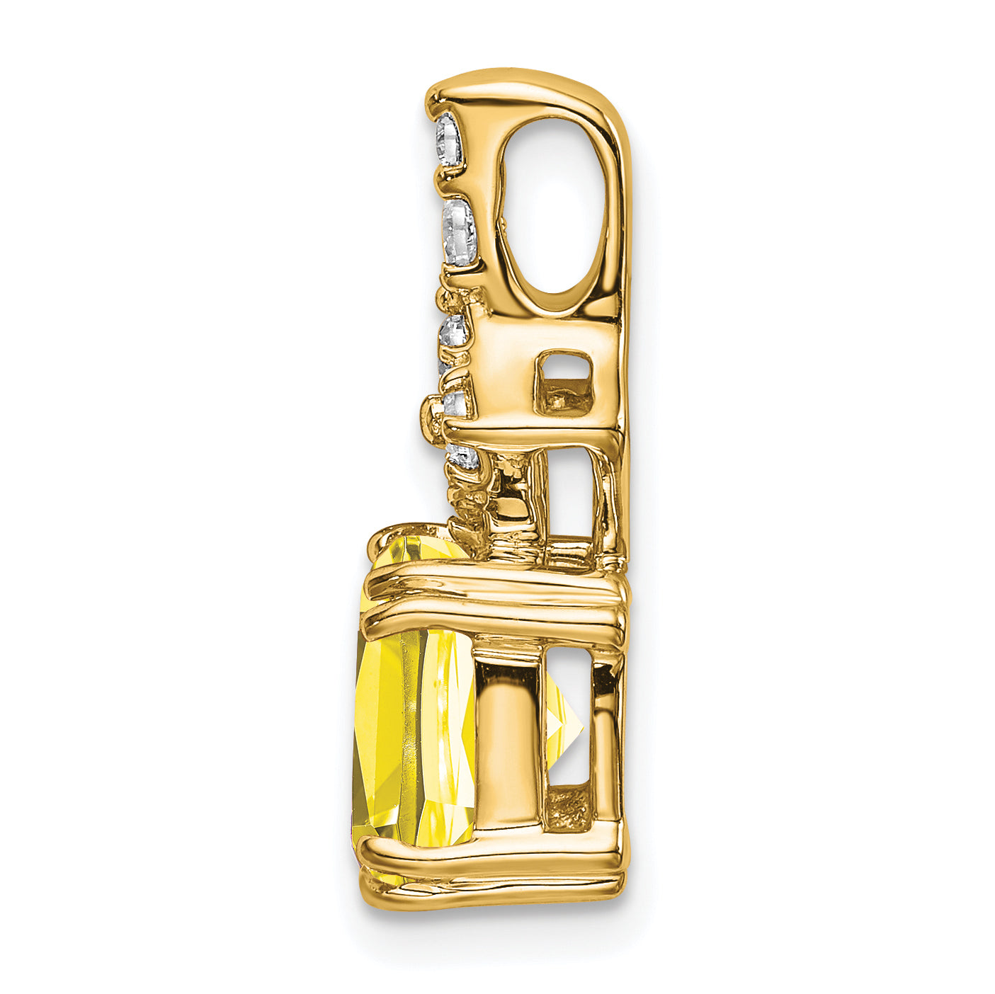 14k 1/5 carat Lab Grown Diamond VS/SI+ G+ and Lab Created Yellow Sapphire Complete Pendant Secondary image