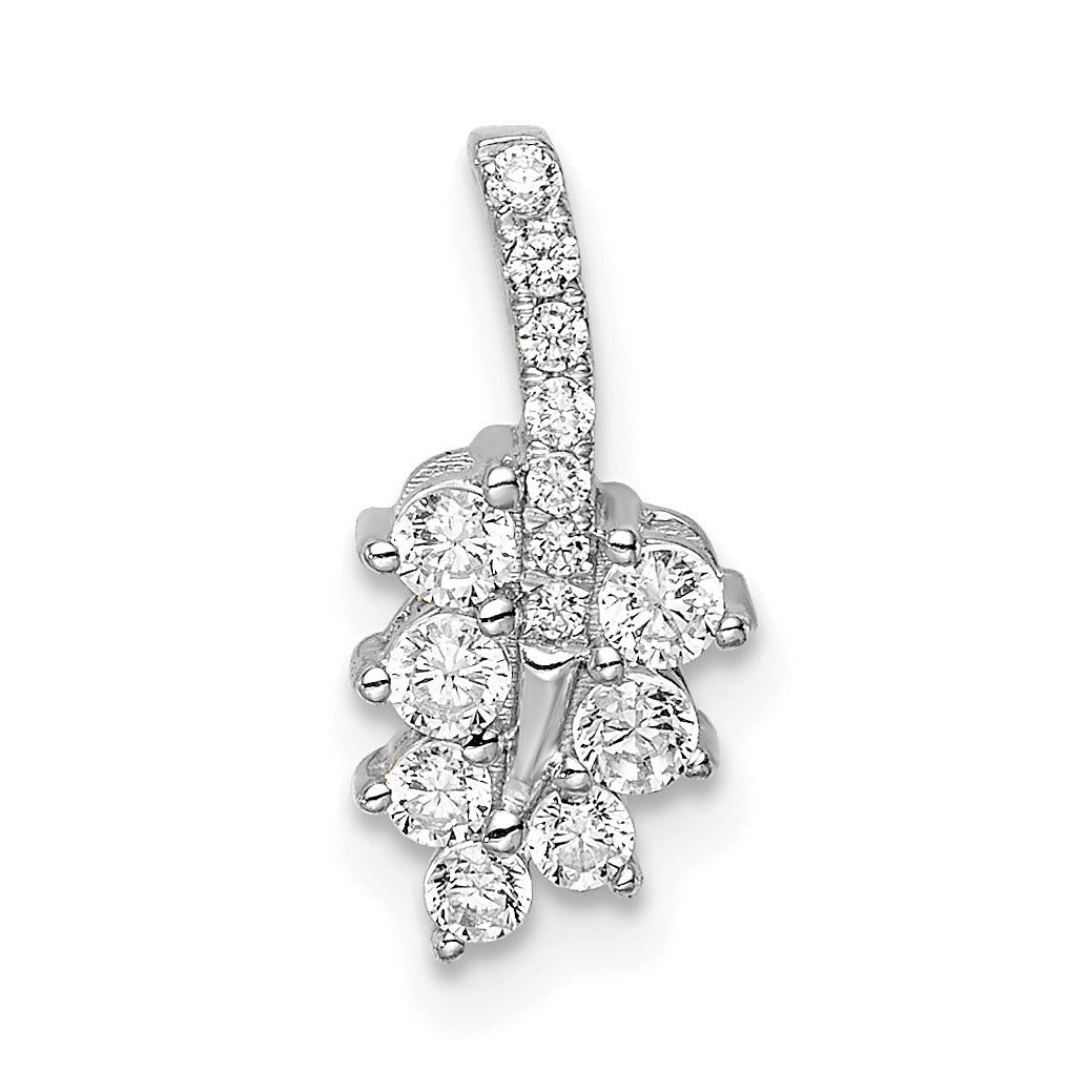 14k White Gold 1/4 carat Lab Grown Diamond VS/SI+ G+ Complete Leaf Chain Slide Pendant Main image