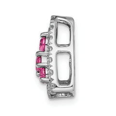 Pure Serenity 14k White Gold 3/8 carat Lab Grown Diamond VS/SI+ G+ and Lab Created Pink Sapphire Triangle Pendant