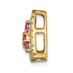 Pure Serenity 14k 3/8 carat Lab Grown Diamond VS/SI+ G+ and Lab Created Pink Sapphire Triangle Pendant