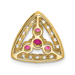 Pure Serenity 14k 3/8 carat Lab Grown Diamond VS/SI+ G+ and Lab Created Pink Sapphire Triangle Pendant