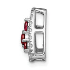 14k White Gold 1/2 carat Lab Grown Diamond VS/SI+ G+ and Lab Created Ruby Triangle Complete Chain Slide Pendant