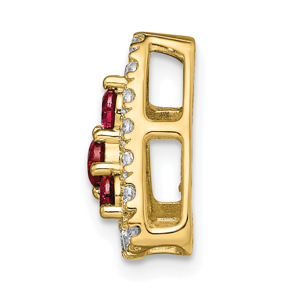 14k 1/2 carat Lab Grown Diamond VS/SI+ G+ and Lab Created Ruby Triangle Complete Chain Slide Pendant Secondary image