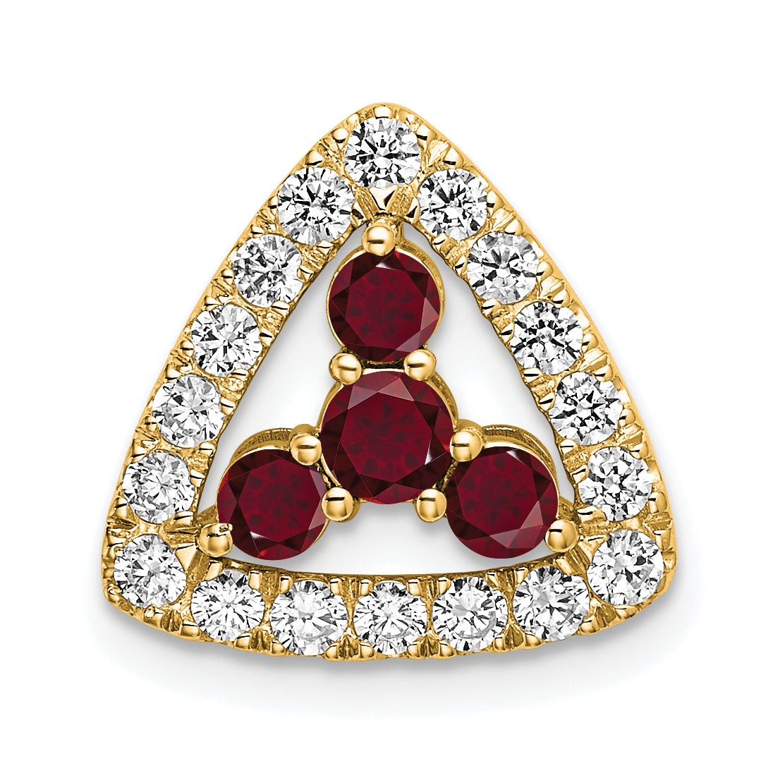 14k 1/2 carat Lab Grown Diamond VS/SI+ G+ and Lab Created Ruby Triangle Complete Chain Slide Pendant Main image
