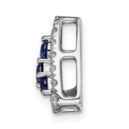 14k White Gold 1/2 carat Lab Grown Diamond VS/SI+ G+ and Lab Created Blue Sapphire Triangle Complete Chain Slide Pendant
