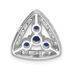 14k White Gold 1/2 carat Lab Grown Diamond VS/SI+ G+ and Lab Created Blue Sapphire Triangle Complete Chain Slide Pendant