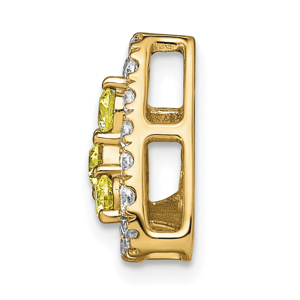 14k 1/2 carat Lab Grown Diamond VS/SI+ G+ and Lab Created Yellow Sapphire Triangle Complete Chain Slide Pendant Secondary image
