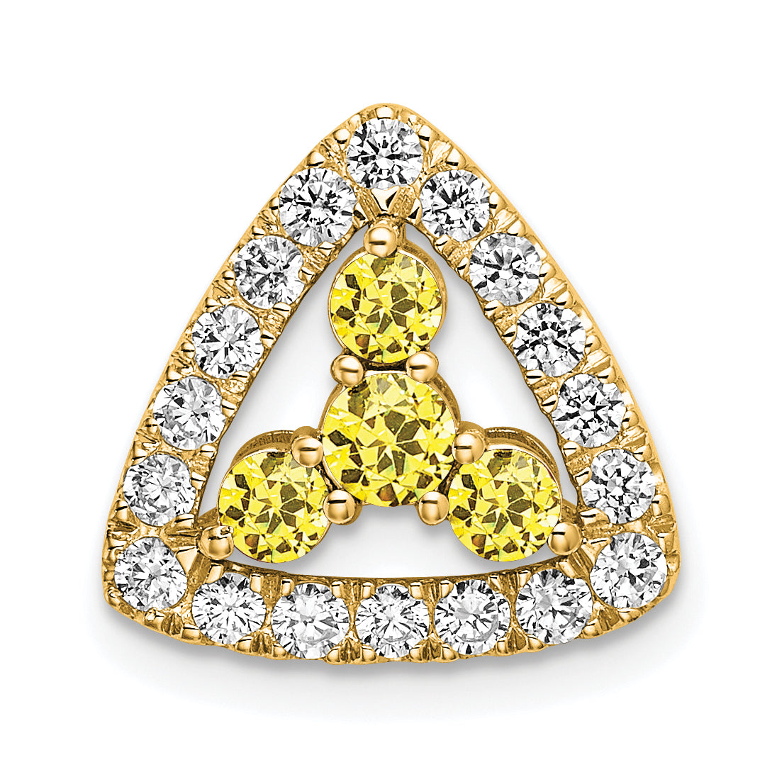 14k 1/2 carat Lab Grown Diamond VS/SI+ G+ and Lab Created Yellow Sapphire Triangle Complete Chain Slide Pendant Main image