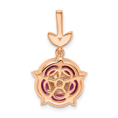 14k White Gold 1/3 carat Lab Grown Diamond VS/SI+ G+ and Lab Created Ruby Floral Pendant
