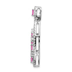 Pure Serenity 14k White Gold 7/8 carat Lab Grown Diamond VS/SI+ G+ and Lab Created Pink Sapphire Teardrop Dangle Pendant