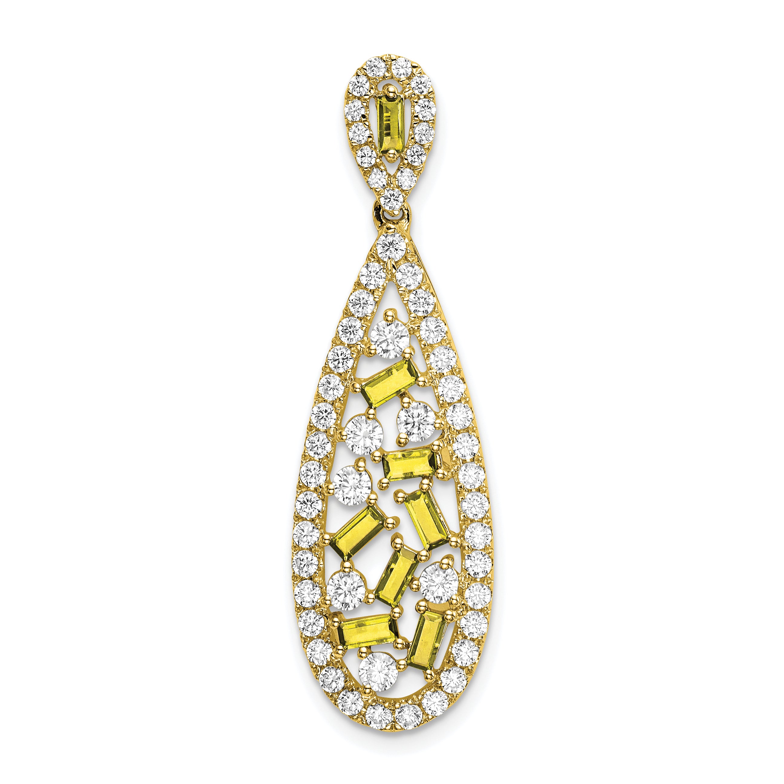 14k White Gold 7/8 carat Lab Grown Diamond VS/SI+ G+ and Lab Created Yellow Sapphire Chain Slide Pendant Main image